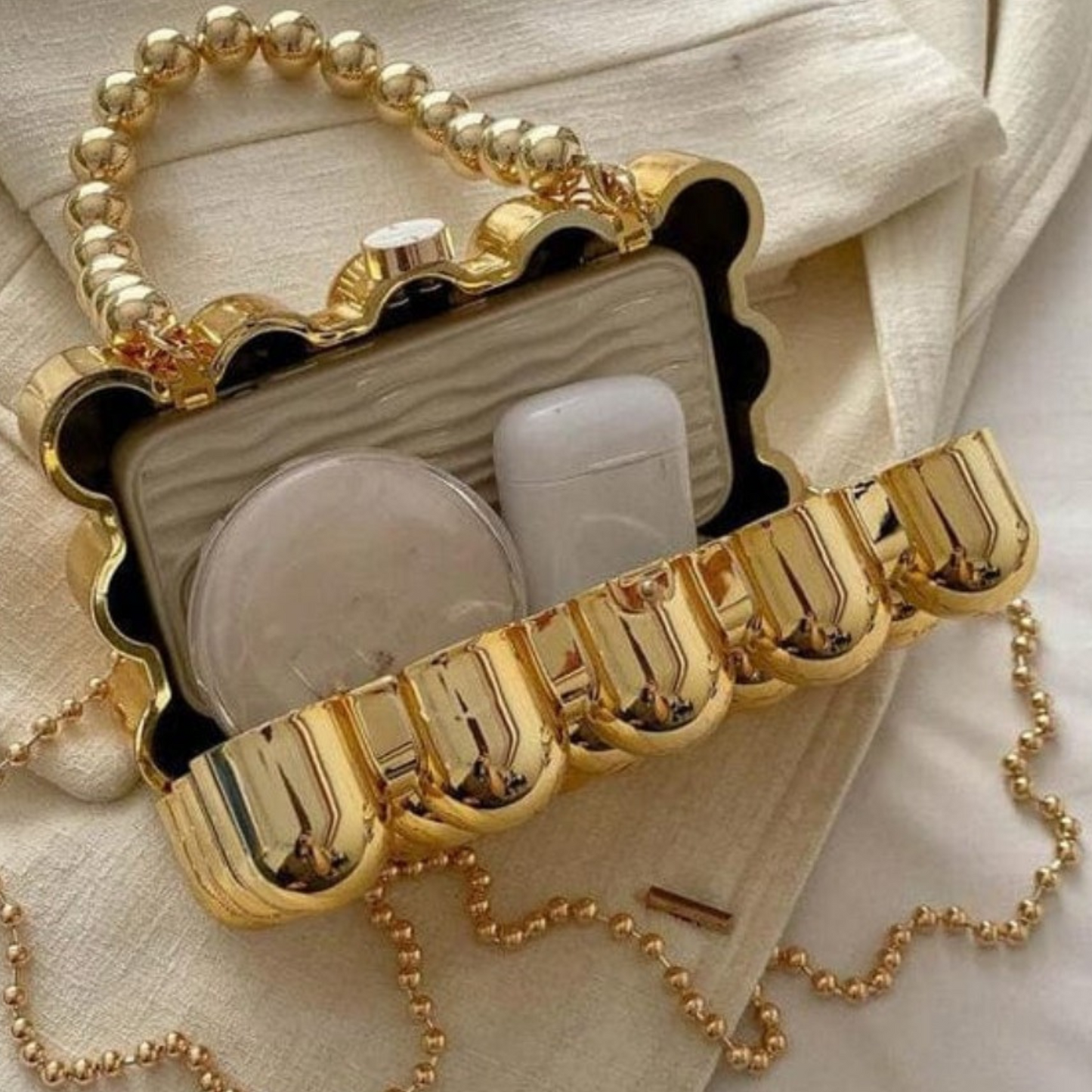 Glam Silver Beaded Clutch | Statement Party & Bridal Bag