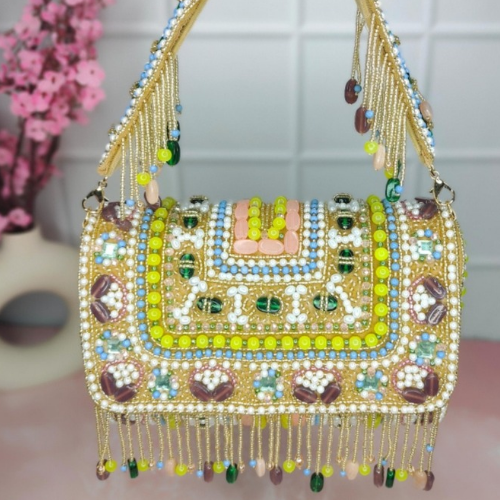 ethnic Indian handbag yellow color