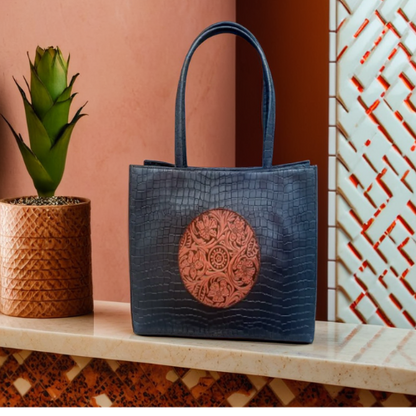 Tote Bags | Classic Design | Croco Print | Black Tote