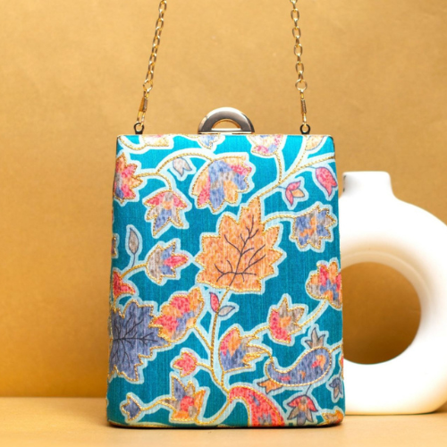 blue color evening clutch