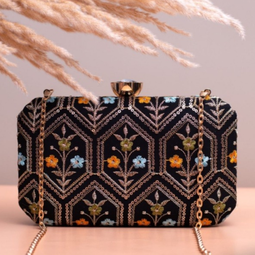 black color bridal clutch