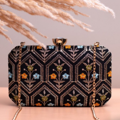 black color bridal clutch
