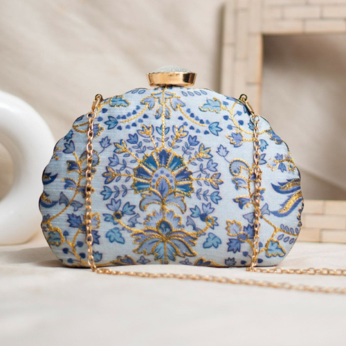 bridal blue color clutch 