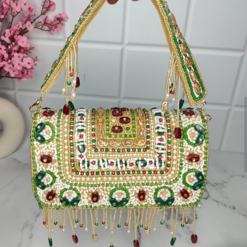 green color partywear handbag