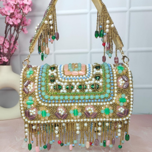 bridal handbag green color