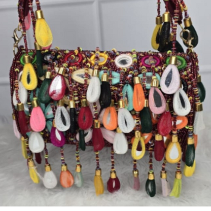 bridal mirror work handbag