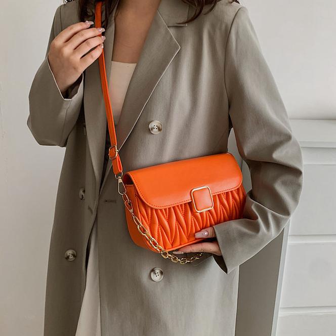orange color crossbody bag
sling bag orange color 
flap closure bag