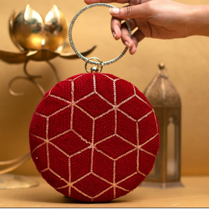 red color bridal  round shape cclutch