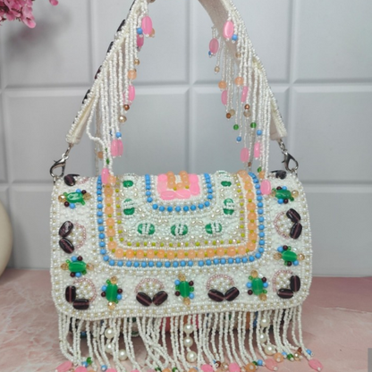 wedding handbags handcrafted white color
