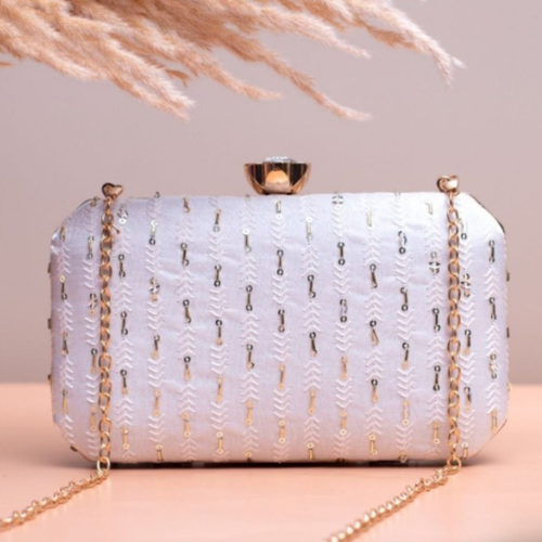white color party wear clutch