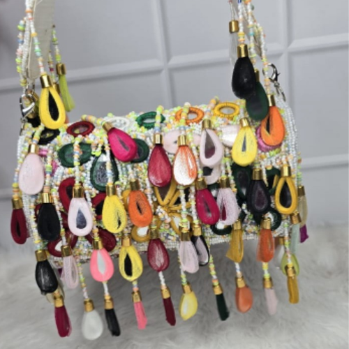 white color handbag bridal